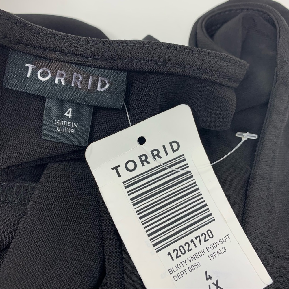 NEW TORRID BLACK STUDIO KNIT V-NECK BODYSUIT - Picture 10 of 11